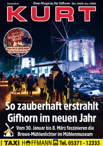 Frohes Fest und guten Rutsch! Sowie: Im neuen Jahr erstrahlt das Mühlenmuseum dank der Brawo-Mühlenlichter