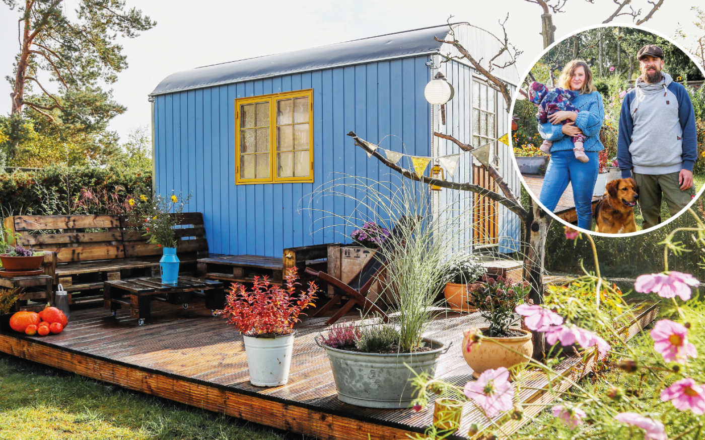 Bauwagen mit Terrasse und süßem Feld - Bei Familie Bosse kann man sich inmitten von Tüfteleien und Bepflanzung wohlfühlen