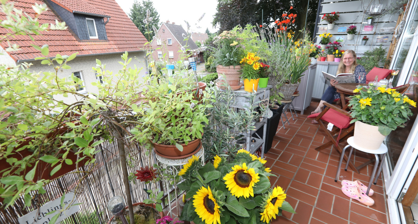 Die Abstimmung im Balkon-Wettbewerb läuft: Die Gifhornerin Astrid Blume nennt ihren Balkon eine Ruheoase