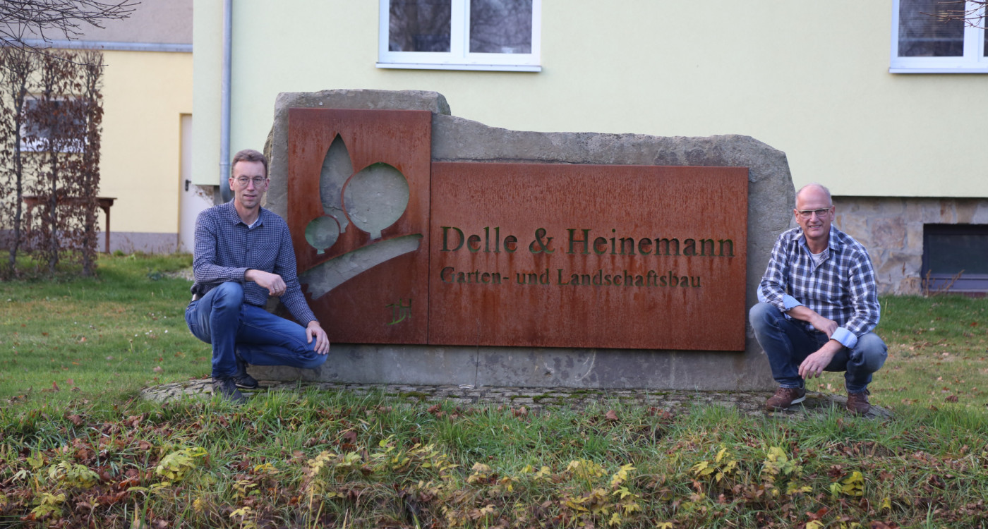 Die Fichte muss fallen, damit der Pool passt - Delle und Heinemann sind für Garten- und Landschaftsbau jeder Art zuständig