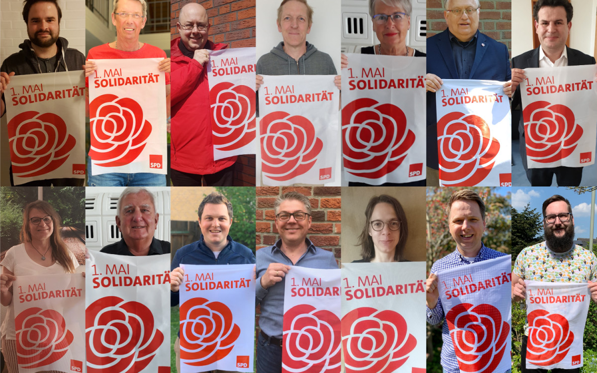 Die Gifhorner SPD grüßt mit Fahnen zum 1. Mai
