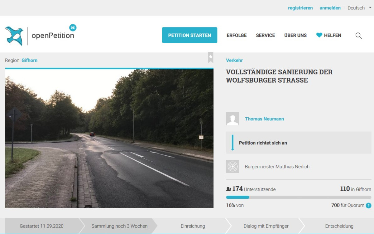 Die Nerven liegen so blank wie Schlaglöcher - Petitions-Initiator Thomas Neumann fordert Vollsanierung der Wolfsburger Straße