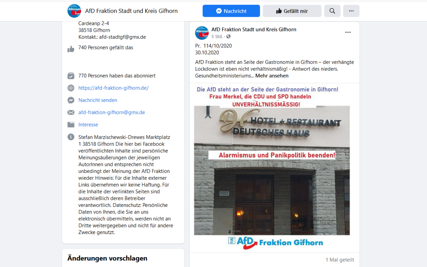 Gifhorns AfD macht das Deutsche Haus zum Teil ihrer Werbung - Gastronom Armin Schega-Emmerich wehrt sich mit klaren Worten und schaltet einen Anwalt ein