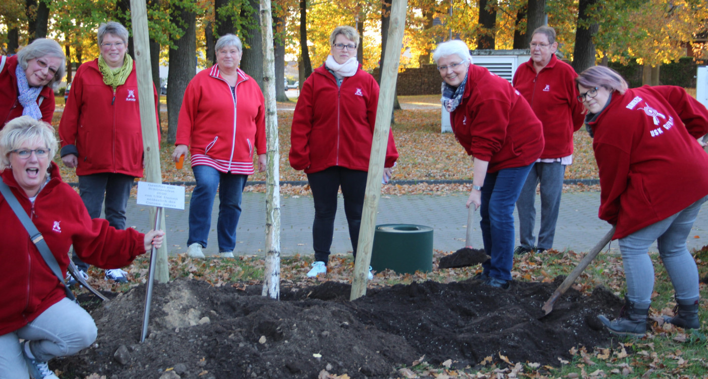 Gifhorns USK-Damen pflanzen Baum am Schützenplatz - Jedes Jahr nehmen sie Birken, jetzt geben sie eine zurück