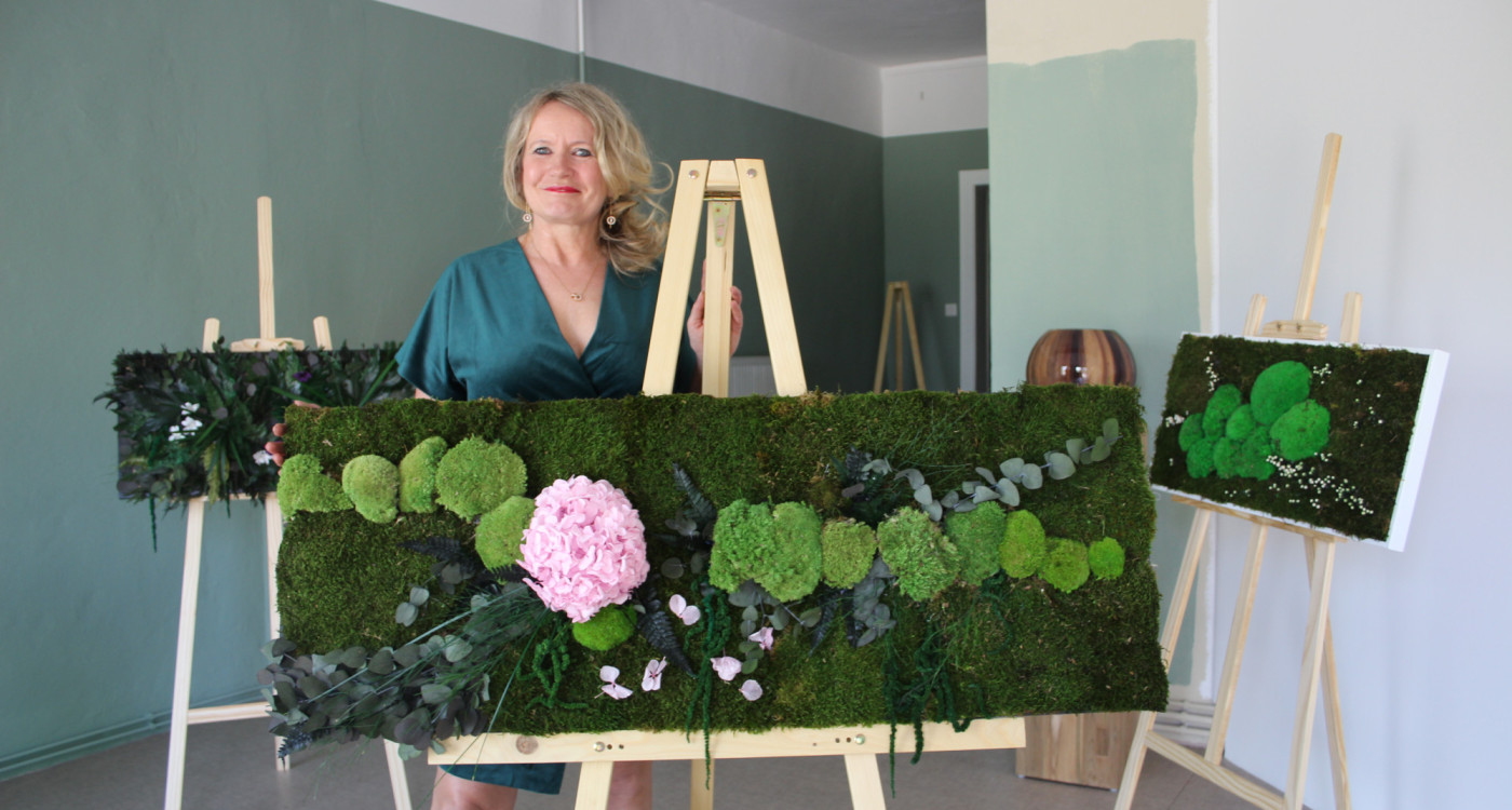 Grün, pflegeleicht und immer ein Unikat: Silke Bistry bietet Moosbilder, Hydrokulturen und dekorative Pflanzgefäße an