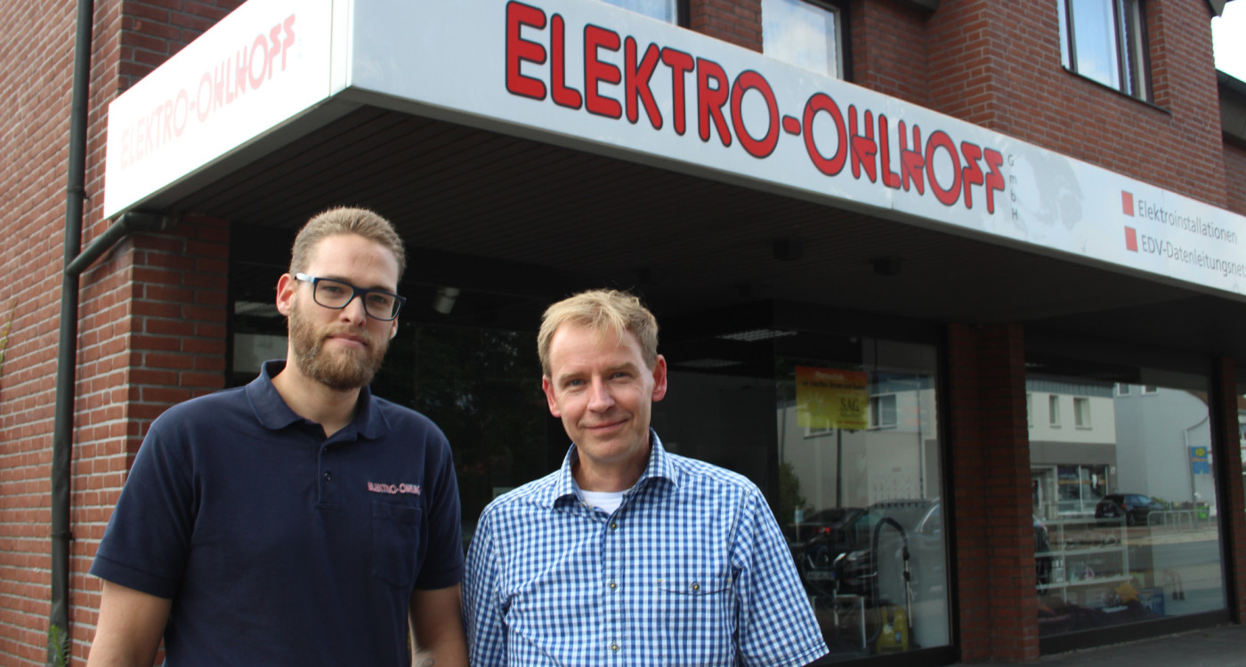 Lehrling, Meister und nun Geschäftspartner: Volker Holicki und Tobias Schlüsche führen nun gemeinsam ihren Ausbildungsbetrieb Elektro-Ohlhoff