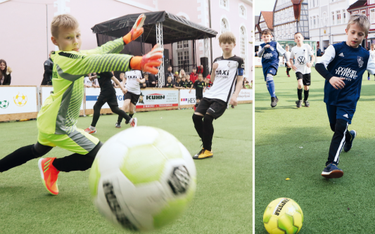 Noch immer begeistert das Minikicker-Turnier: Vom 15. bis 18. Mai zocken Schul- und Vereinsteams auf dem Gifhorner Marktplatz