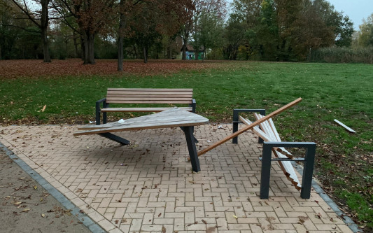 Was ist nur los mit den Leuten? Einer der neuen Picknickplätze an Gifhorns Schlosssee wurde komplett zerstört